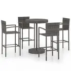 Set Of 5 Outdoor Bar Table And Stools PE Rattan Modern Style Patio Furniture