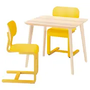LISABO / LYCKAN table and 2 chairs, ash veneer/yellow birch veneer, 88x78 cm