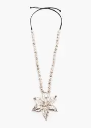 [Taking Shape] Taking Shape Long Flower Necklace in Silver - Women's Accessories Silver