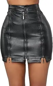 [Generic] Women's Sexy High Waist PU Leather Zipper Packaged Hip Mini Skirt
