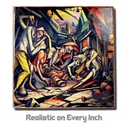 Guernica Style Wall Art Picture Tile, Printed Home Decor Collectible Clay Plaque