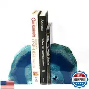 JIC Gem Book Ends Teal Agate Bookends for Shelves Decorative Geode Bookends t