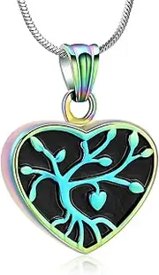 Tree of Life Cremation Jewelry Heart Urn Necklace for Ashes for Human Pet Memorial Ashes Keepsake Urn Locket Pendant Necklace