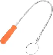 LOORGVEL Telescoping Round Mechanics Mirror with Integrated LED Light Rotating Handheld Inspection Tool for Vehicle Checks Durable Construction for Automotive Inspections