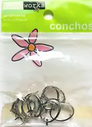 Scrap Works Embellishments - 8 Silver Oval Conchos Hugs CO102 - NEW