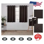 Sateen Twill Blackout Curtains - Espresso, Room Darkening Grommet Panels, 2 Pack