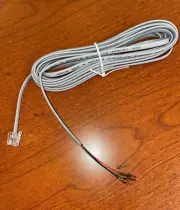 2 pack 14ft RJ11 6P4C Plug to 4-Spade Lugs Silver flat Telephone Cable(350-1000)