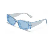 Rectangle Sunglasses For Women Retro Fashion Sunglasses Protection Vintage Narrow Square Frame Eyewear,Transparent Blue Frame Ocean Blue