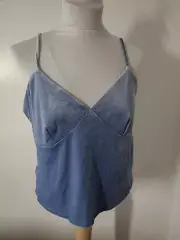 WILD FABLE TANK TOP CROPPED VELOUR SOFT SIZE XL BLUE SHIRT