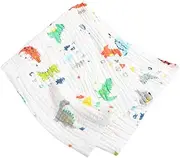 KAILIKETIY Bath Towel for Newborns Soft Muslin Blanket for Bathing Swaddling and Covering Breathable Dino Print Unisex Bath Towel for Boys