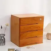 HSTBLEOO Wooden Desktop Storage Box with Lockable Drawers, Office Supplies A4/Receipt File Organizer, Flat File Cabinet(Color:A)