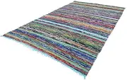 MAM Treasures Chindi Rug - Area Rag Carpet for Home Decor, Bohemian Indian Design, Colorful Cotton, Living Room & Bathroom, Light Blue, 2x3 Feet