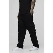Mens Black Tall Oversized Drop Crotch Cargo Joggers