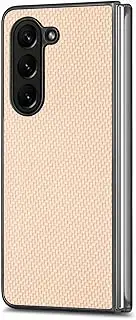 [SYSSRQMS] Flip Case for Samsung Galaxy Z Fold5 5G, [PU Leather] + [PC Hard Shell] Combined Phone Case, Thin and Light Flip Protection Cover for Samsung Galaxy Z Fold5 5G Khaki