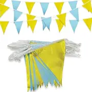 66 Feet Long Bunting, 52 Pieces Waterproof Triangle Flags Made of Polyester Fabric, Bunting, Gold White Bunting Banner for Party Banner, Party Decorations, Birthdays