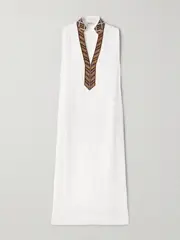 [Loro Piana] Loro Piana - Abril Embroidered Linen Midi Dress - White - IT42 IT 42 White