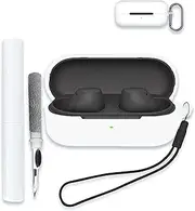 Case for Sony WF-C510 Truly Wireless in-Ear Bluetooth Earbud Headphones, Soft Silicone Protective Portable Scratch Shock Resistant Shell with Cleaner Kit & Carabiner & Lanyard，White