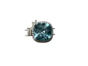 Clasp of Genuine BLUE TOPAZ /MOISSANITE/W26MM/L17MM/H11.50MM/2Sts/8.24Gr/$219.00