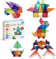 STEAM STUDIO Magnetic Tiles 71pcs Set Including One Car, Secured with Rivets, Clear Colours Building Blocks, Building & Construction Toys for Open-Ended Play