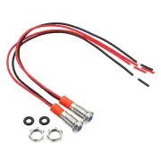 2Pcs AC/DC 12-24V 6mm Blue Metal Indicator Light Flush Panel Mount with Cable