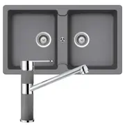 Abey Schock Typos Double Bowl Sink & 400456 Kitchen Mixer Tap Croma TN200TCR