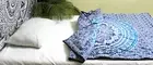 Blue Ombre Mandala Reversible Cotton Coverlet 100% Cotton Filled Single Quilt