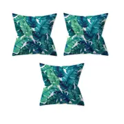 3Pcs 45X45cm Teal Blue Leaf Pattern Decorative Printing Throw Pillow Cover Cushions & Decorative Pillows
