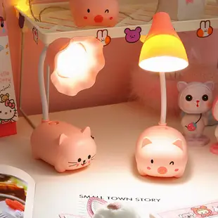 卡通檯燈綠色小豬 LED卡通動物小檯燈 學生護眼學習閱讀USB充電臺燈 公司禮品燈