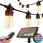 addlon 104FT(98FT+6) Solar String Lights Outdoor Waterproof with USB Port and