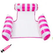 Pink Inflatable Floating Water Hammock Float Pool Lounge Bed Sea Beach Swimming Chair