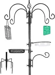 Heavy Duty Metal Bird Feeding Station with Hanging Feeder and Seed Tray for Attracting Wild Birds