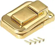 uxcell Toggle Catch Lock, 48mm Retro Decorative Golden Hasp w Screws for Suitcase Chest Trunk Latch Clasp, Pack of 5