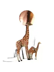 Bovano - Wall Sculpture - Single Giraffe with Sun