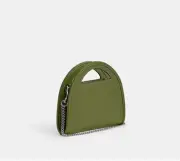 COACH TOP HANDLE CARD CASE-LH/DARK LIME w/Silver, Detachable Chain Strap. NEW!