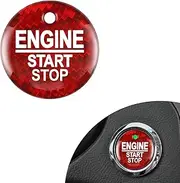JUSTTOP Car Engine Start Stop Button Cover Compatible with Ford 2016-2019, F-150 Explorer, Edge, Taurus, Everest, Mondeo, Focus, Escort, Real Carbon Fiber (Red)