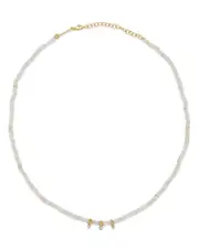Zoe Chicco 14K Yellow Gold Fire Opal Rondelle Bead Necklace with Diamonds, 0.11 tcw
