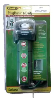 Stanley Outdoor Plug Bank 6 Outlet Outdoor Mechanical Timer New