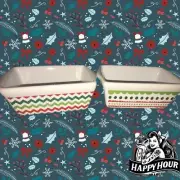 Celebrate It Holiday Mini Loaf Baking Pans Ceramic Christmas White Striped