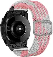22 26mm Elastic Smart Watch Band Straps for Garmin Fenix 7 7X 6 6X Pro 5X 5 3HR 945 S60 S62 QuickFit Release Strap Nylon Bracelet (Color : Pink White, Size : Quickfit 22mm)