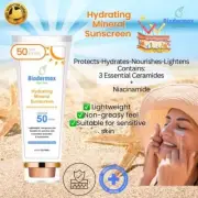 50 SPF Mineral hydrating Sunscreen 100ml, Ceramides & Niacinamide UVA/UVB