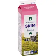 Woolworths Skim Milk 1l