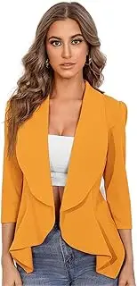 [JERYS] Women's Jackets Fashion Solid Open Front Blazer Jackets & Coats(Yellow,Large)