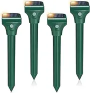 RC Tech Trading Mole Repellent Solar Powered 4 Pack,IPX7 Waterproof Ultrasonic Gopher Repellent,Moles Deterrent for Yard Sonic Mole Spike,Get Rid of Vole, Chipmunk,Groundhog,Snake