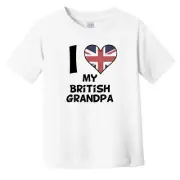 I Heart My British Grandpa United Kingdom Flag Infant Toddler T-Shirt