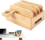 Phone Docking Station, Cell Phone Storage Box, Nightstand Charger Organizer, Multi-Device Charging Dock, Wooden Charging Station, Charging Organizer for Multiple Devices