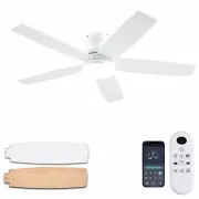 White Ceiling Fans with Lights, 48Inch Low Profile Ceiling Fan with Light and...