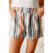 Striped Elastic Waist Shorts