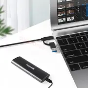 M2 NVME PCIe SSD Hard Disk Case Enclosure M.2 to USB 3.0 and Type-C 2 in 1 Cable