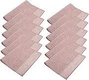 Elegant Striped Linen Cotton Napkins 12pc Bulk Set Dinner Napkins Washable Reusable Heatproof Table Decor Party Supplies