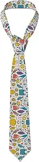 [CADREWY] Colorful Hand Drawn Feathers On White Print Soft Men Necktie Classic Tie For Weddings And Special Occasions Ties Business, Black